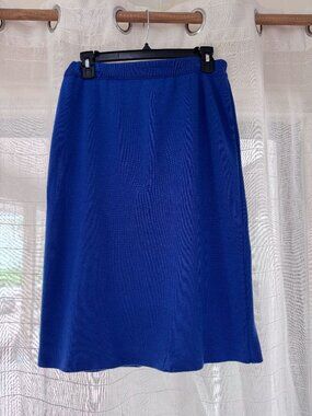 Rodier Paris Blue Knit Skirt A-Line Stretch Midi Size M